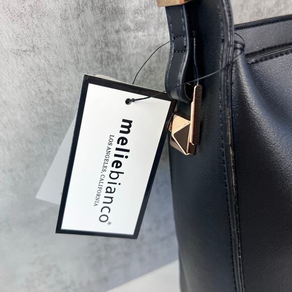 Melie Bianco Emery Black Vegan Leather Shoulder Bag NWT PETA Approved - Picture 3 of 9